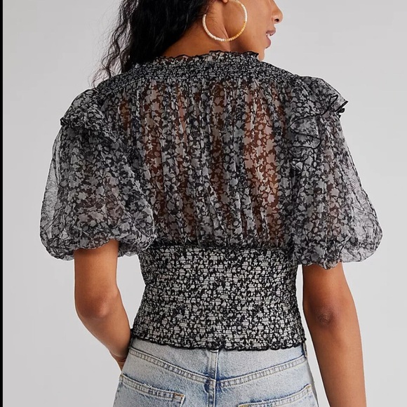 Free People Beatrice Top In Black Combo - S - Picture 2 of 6
